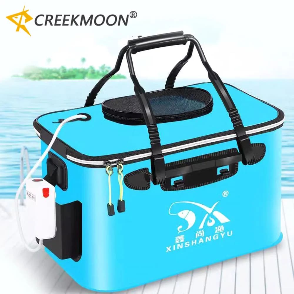 Seau pêche pliable EVA 30-50cm vivier poissons vivants rangement équipement camping bassin eau