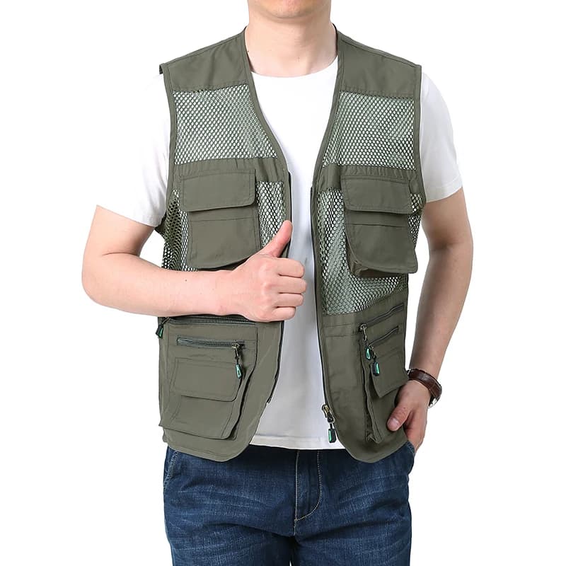 Gilet mesh homme été à séchage rapide avec multiples poches - ample et respirant pour pêche et tenue décontractée