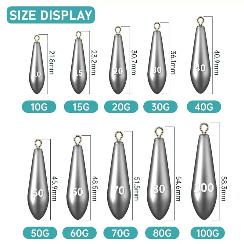 10 plombs lourds pêche mer 10g-50g - poids casting distance pêche gros poissons