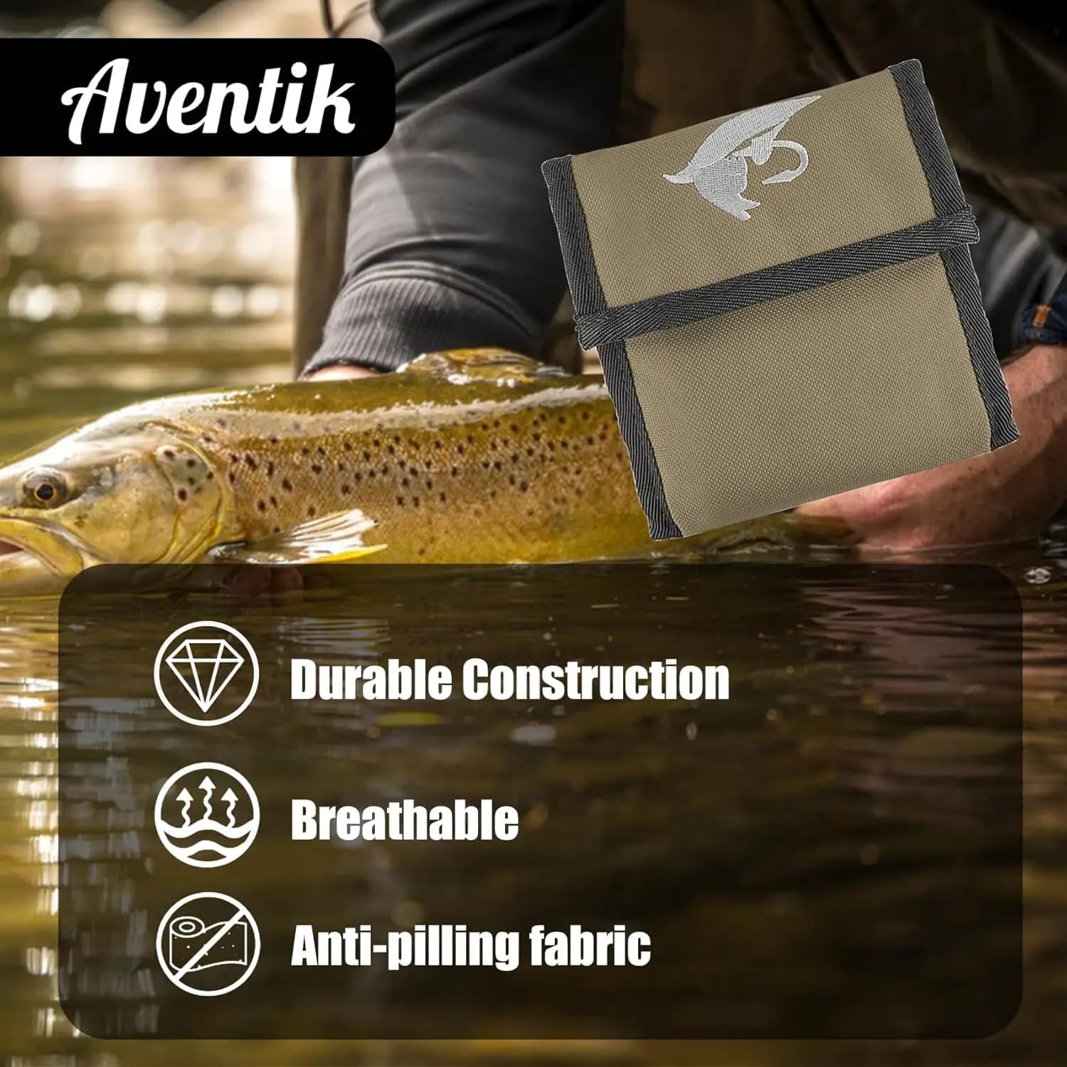 Portefeuille pêche Aventik 10 poches pour bas de ligne et accessoires de pêche à la mouche