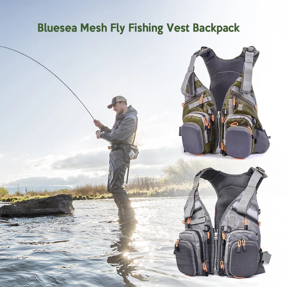 Veste de pêche à la mouche FX mesh multifonction - Sac à dos intégré séchage rapide équipement pêche