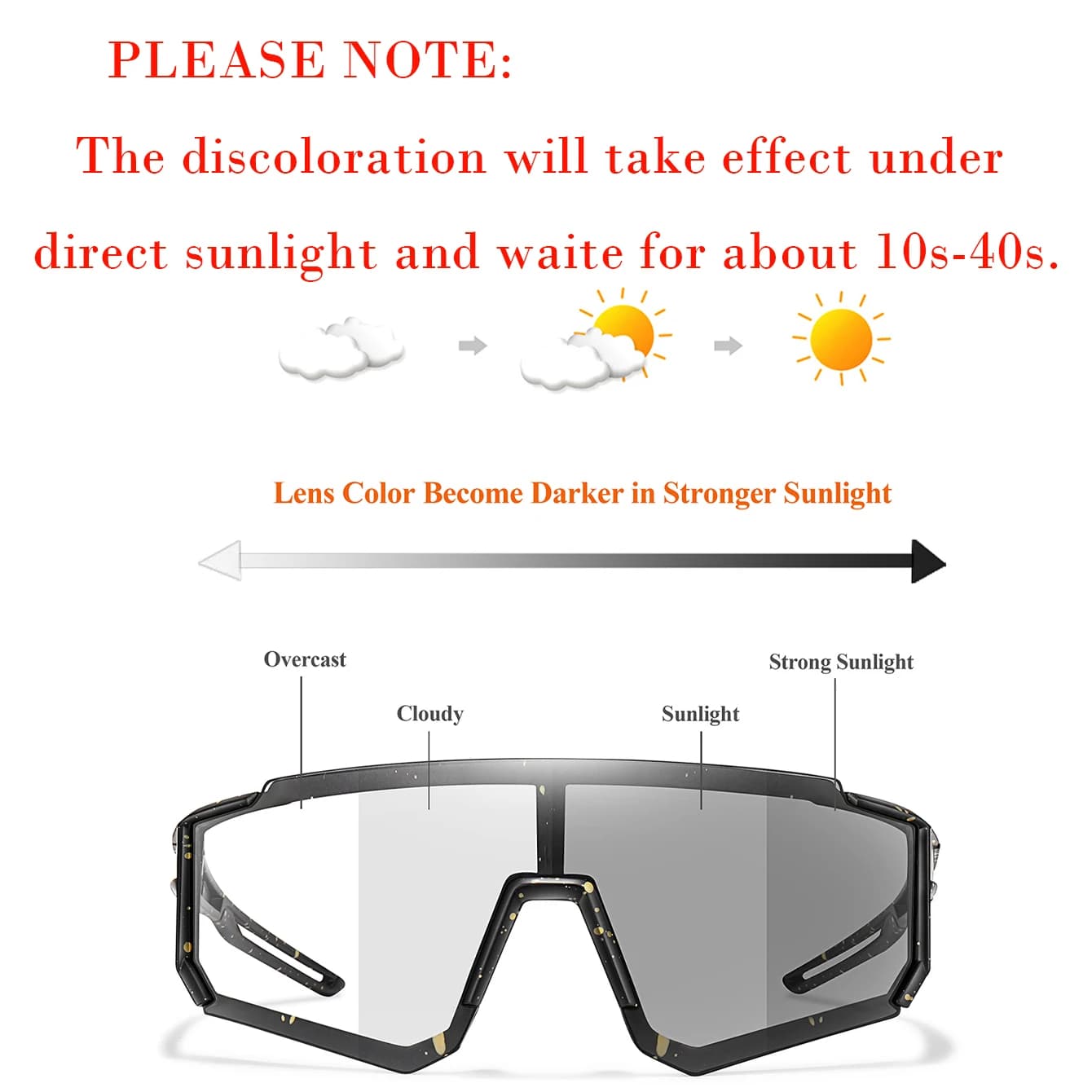 Lunettes photochromiques vélo pêche - Monture carrée anti-vent pour VTT et sports outdoor