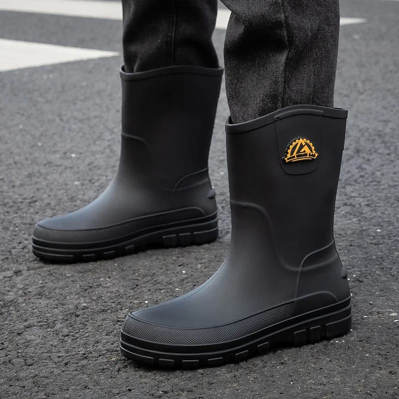 Bottes caoutchouc homme mi-mollet pêche extérieur antidérapantes chef hiver