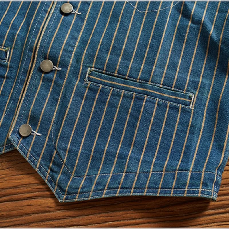 Veste denim cargo pêche homme vintage multi-poches col V port plié mode pêche pratique