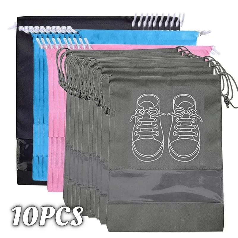 Lot 10 sacs rangement chaussures pêche non-tissé - Pochettes suspendues étanches transparentes voyage