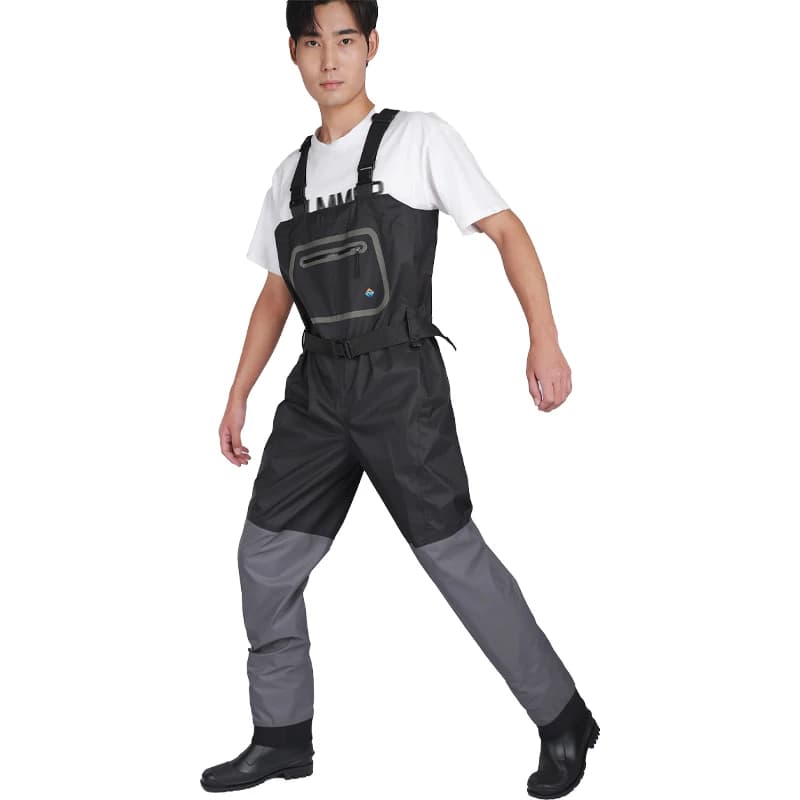 Pantalon wading étanche PVC respirant fermeture éclair avant pêche à la mouche poche couvertes