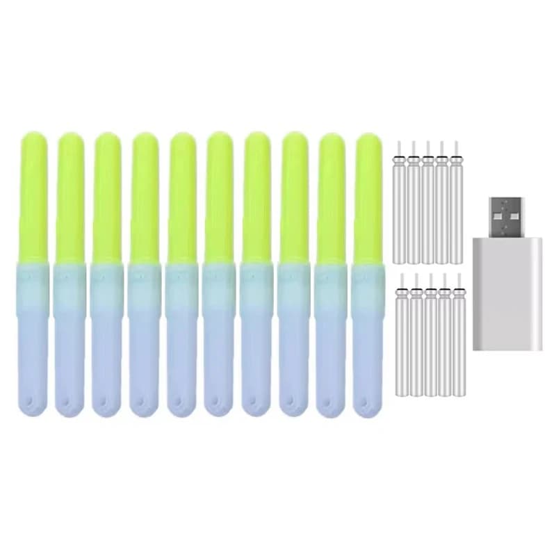 10 bâtons lumineux de pêche nocturne rechargeables CR322, étanches et attractifs pour la pêche