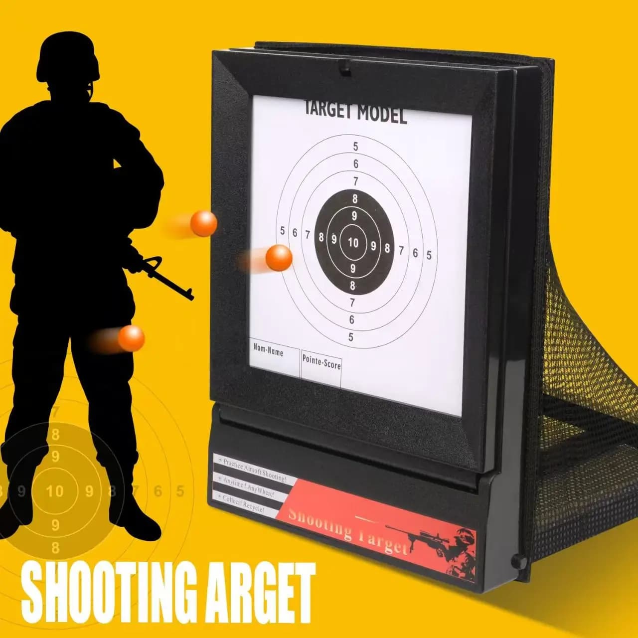 Kit cible airsoft A1 avec 10 cibles papier remplaçables pour fusil à billes et pellet gun