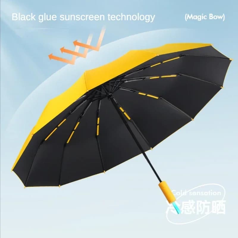 Parapluie Automatique Anti-Vent 72 Baleines Fibre Verre - Grande Verrière UPF 50+ - Homme Femme - Protection UV/Pluie
