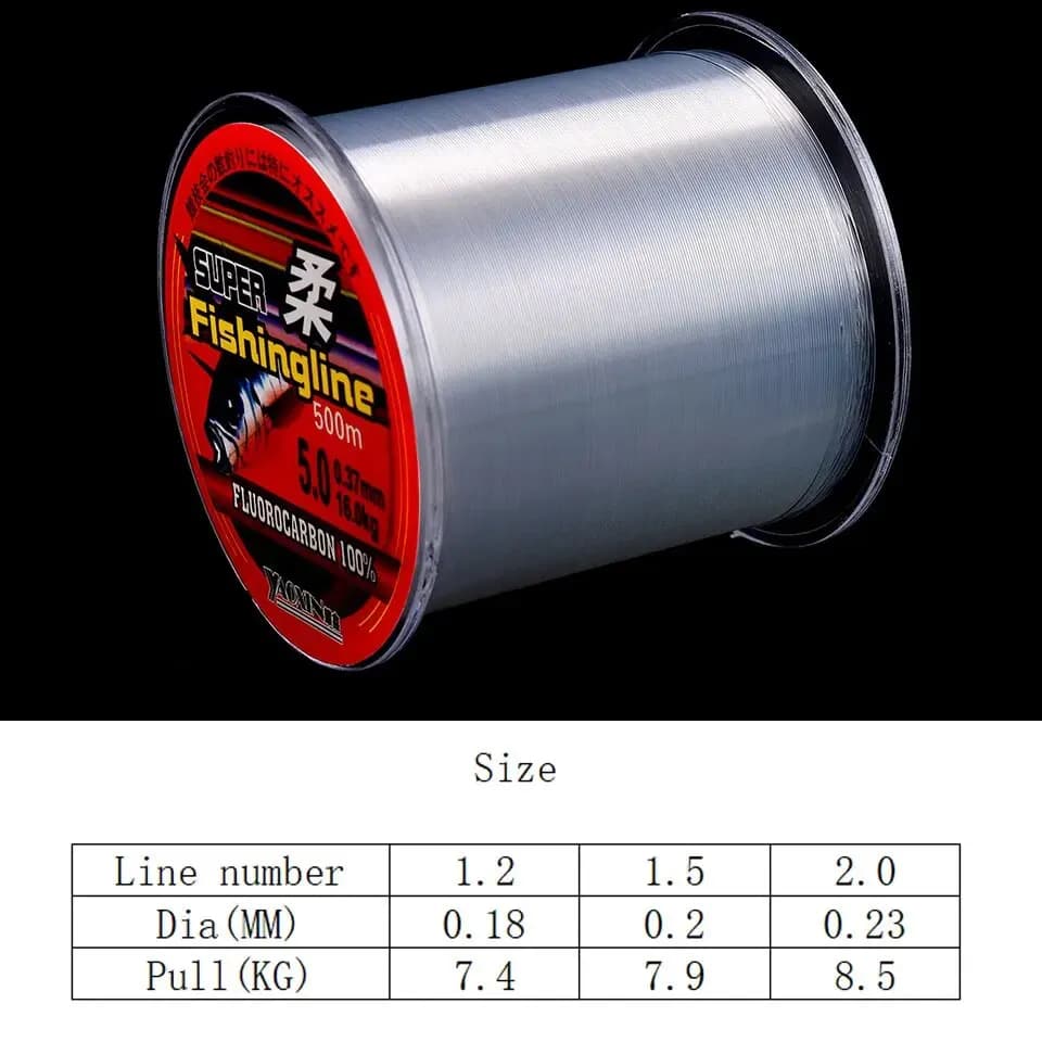 Ligne de pêche nylon transparente Super Strong 500m pour eau douce et mer - 0.18mm à 0.23mm