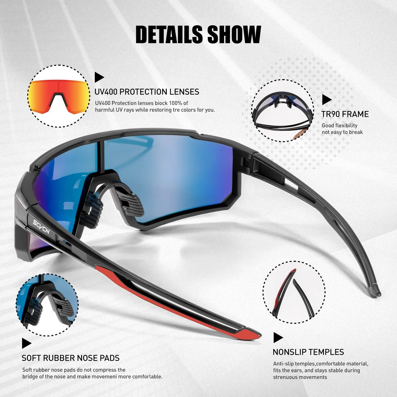 Lunettes de sport mode homme femme pêche - Protection UV400 VTT randonnée ski montagne cyclisme extérieur