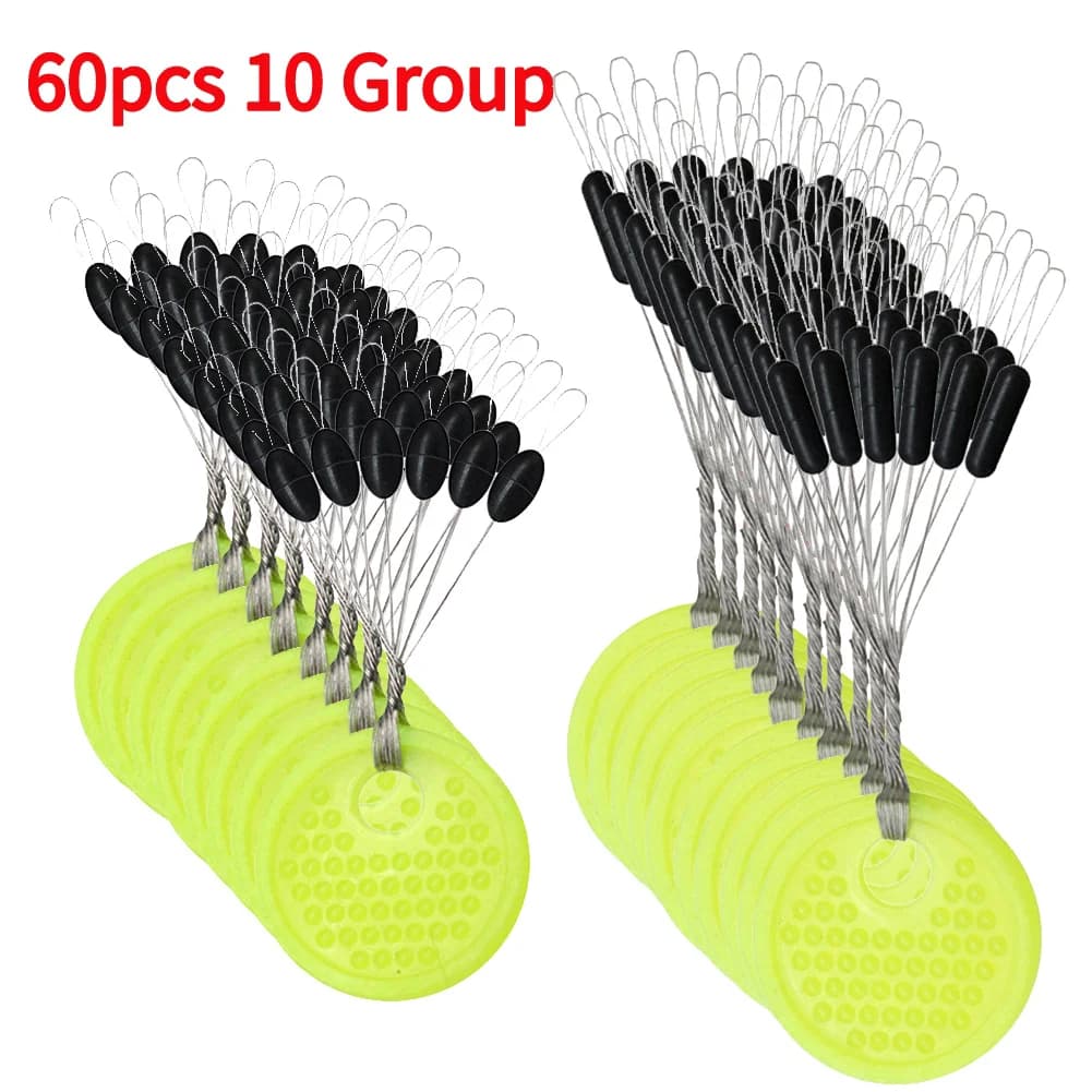 60 résistants stoppeurs eschage vertical pour carpe, 10 groupes de 6, protection ligne sans blessure, accessoires pêche