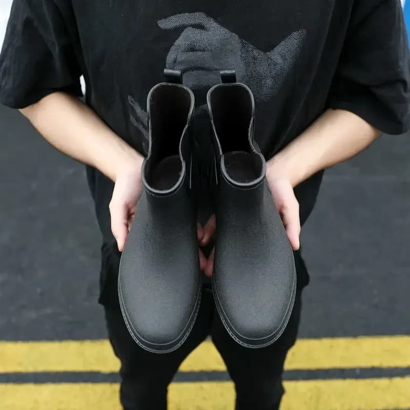 Bottes de pluie cuisine homme cheville noires imperméables antidérapantes qualité professionnelle