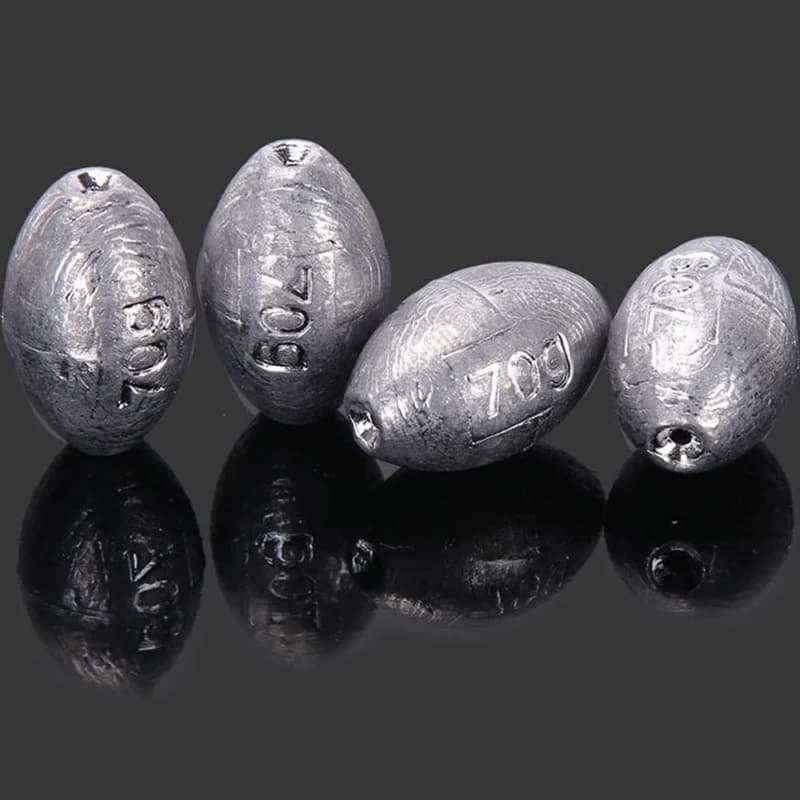 Kit 5 pièces outils de pêche en plomb en forme d'olive pour pêche à la bombe et équipement rapide