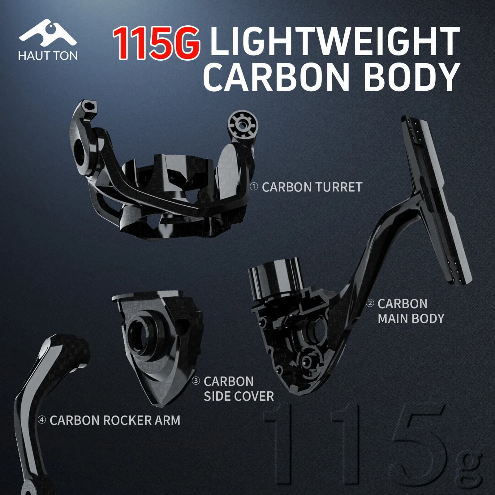 Moulinet spinning ultra-léger HAUT TON carbone 115g - 5+1 roulements pour pêche précise et sensible