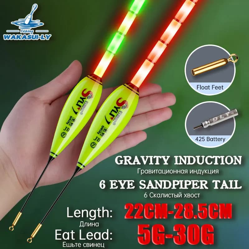 Nouveau flotteur électronique roche pêche détection gravité 6 yeux changement couleur sensible longue portée