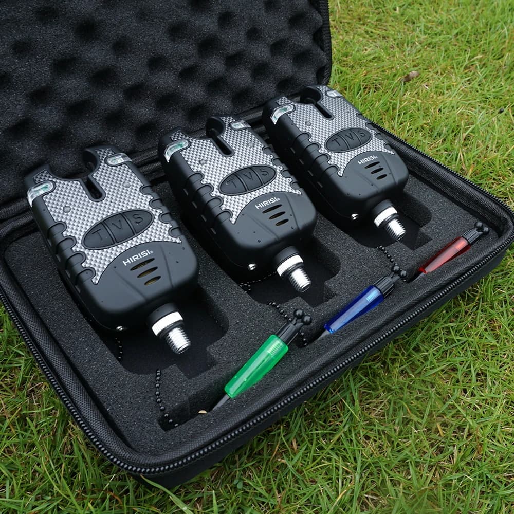 Set Hirisi 3 alarmes de touche avec 3 swingers - Indicateur de morsure 3 couleurs pour pêche précise