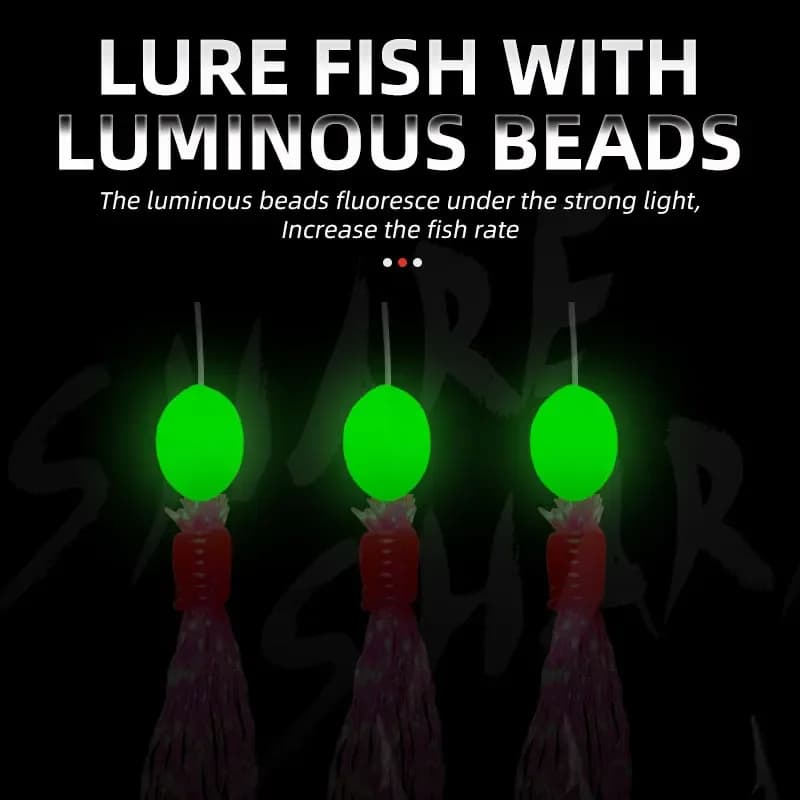 6 lignes Sabiki avec plumes et flashers pour la pêche du maquereau en mer - appâts naturels