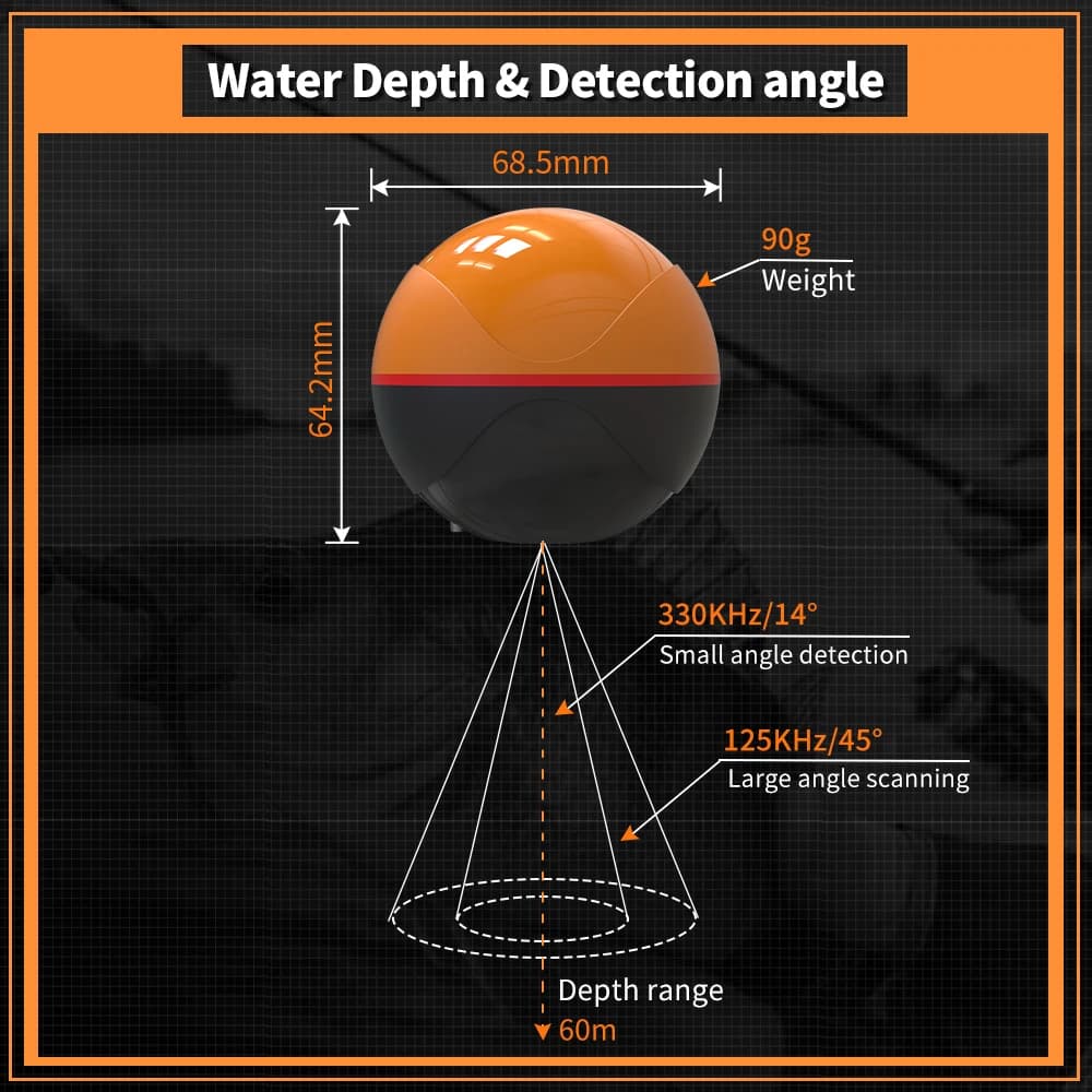 Détecteur de poissons Erchang F68 WiFi 100M sans fil pour iOS et Android - Sondeur écho pour lac et mer