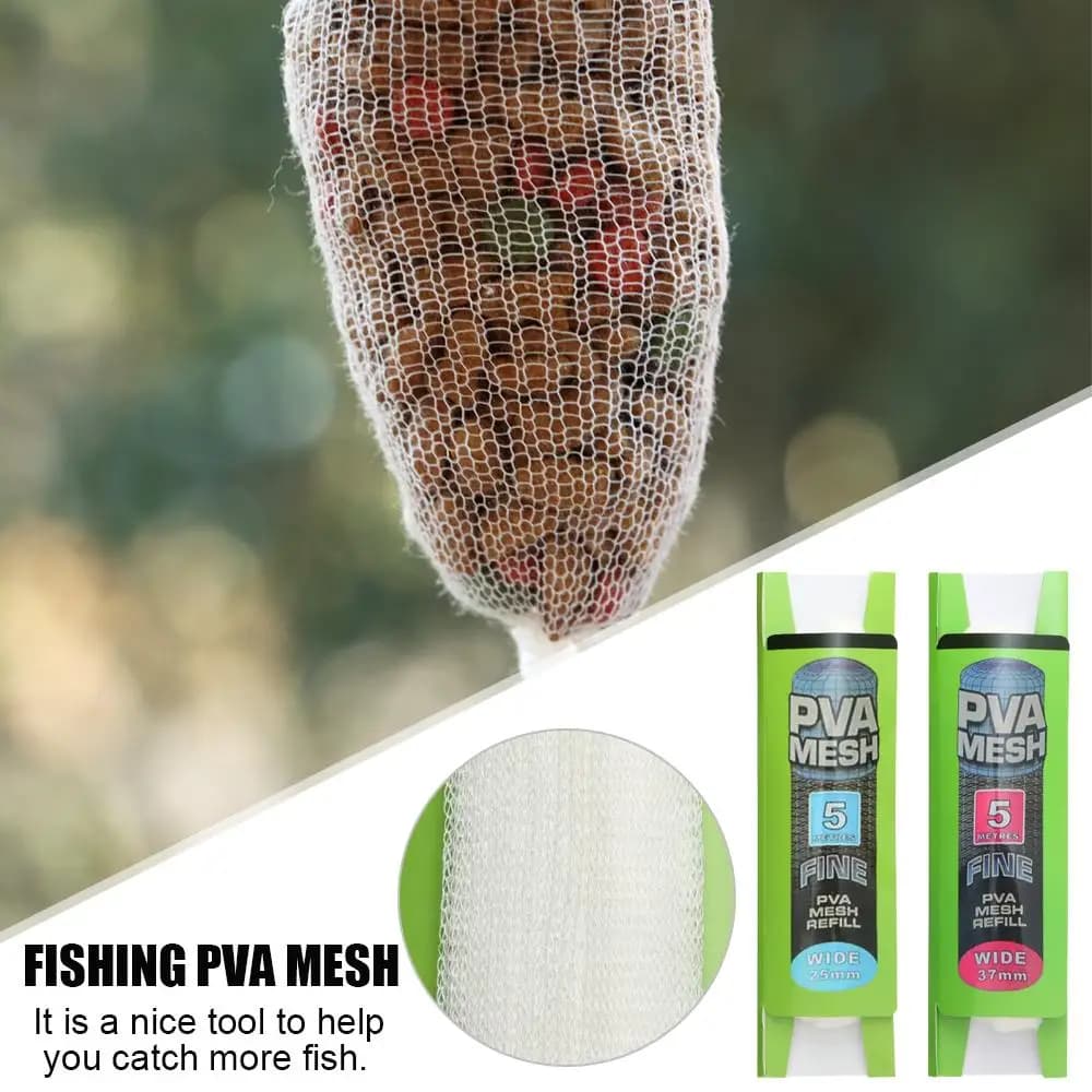 Filet PVA soluble recharge 5m/20m pêche carpe feeder enveloppe appâts 25-44mm