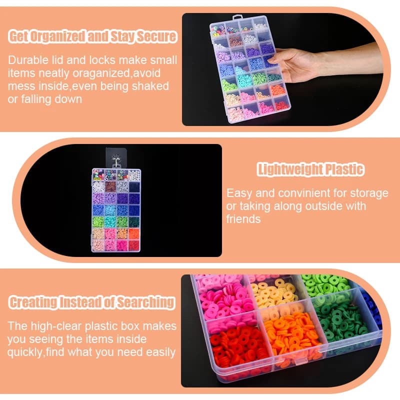 Boîte rangement bijoux plastique transparent organisateur boucles d'oreilles perles France