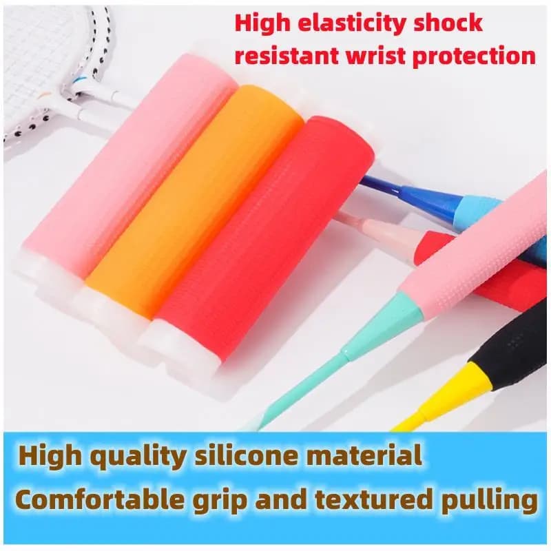 Manchon silicone professionnel anti-dérapant pour manches de raquettes de badminton et cannes à pêche