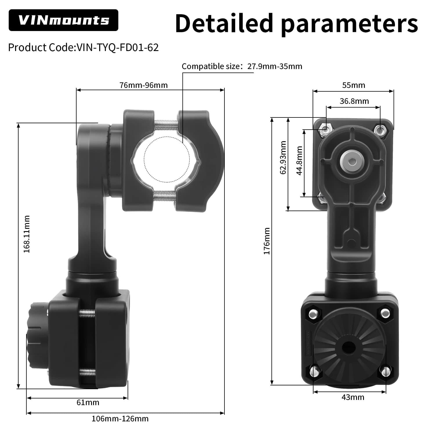 Support rotatif 360° VINmounts pour transducteur sondeur, compatible Garmin LiveScope LVS62