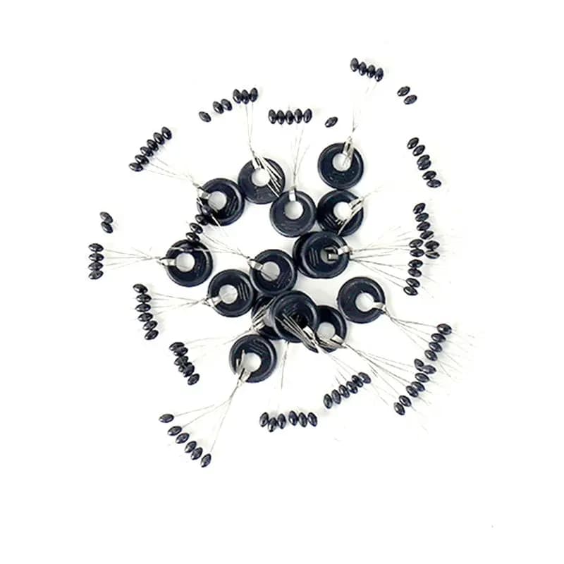 Lot 600 stop float perles caoutchouc noir - 100 groupes flotteur pêche accessoires