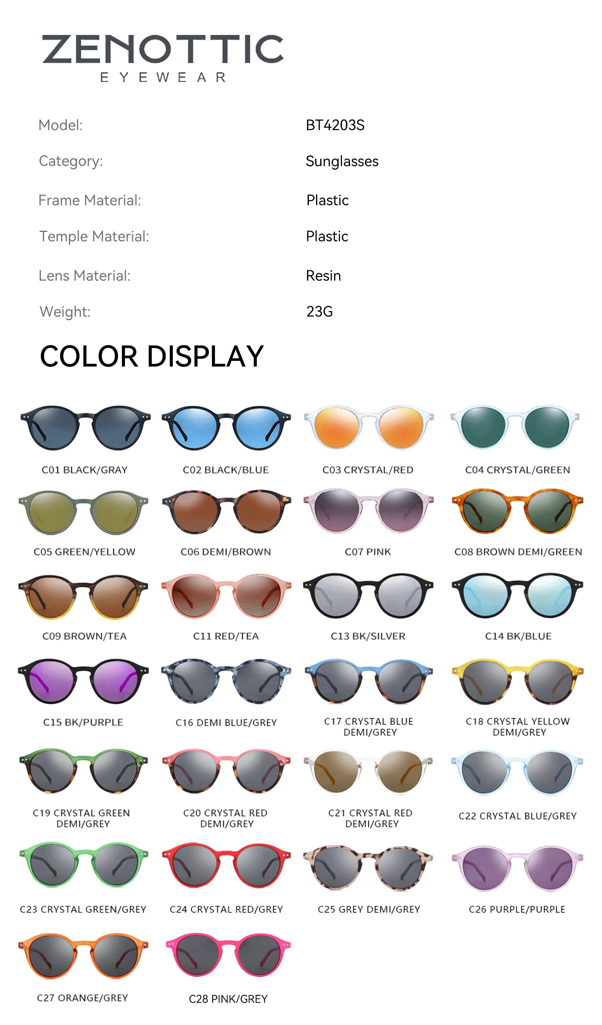Lunettes de soleil polarisées rétro circulaires ZENOTTIC taille S - Modèle vintage 2025-2026 pour petits visages