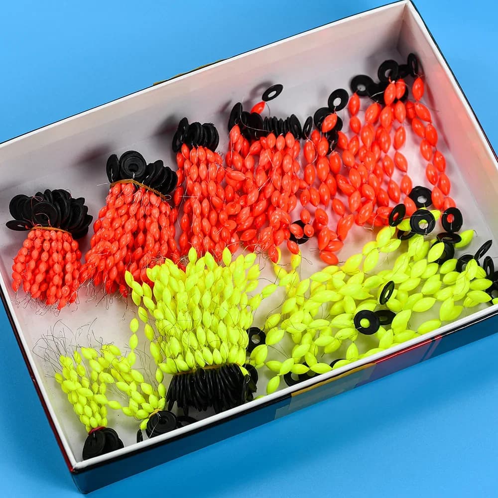 60 flotteurs pêche 6 en 1 type étoile - Perles en mousse stoppe-ligne 7 étoiles