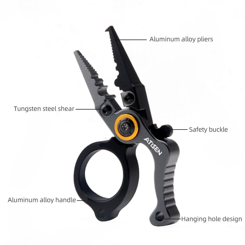 Pinces de pêche aluminium X1 Booms Fishing pour surf et eau salée, multitool avec coupe-ligne et dégorgeoir