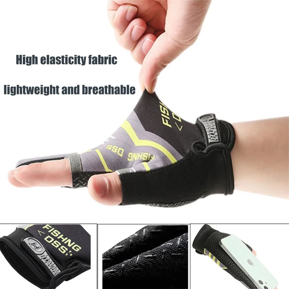 Moufles et gants de pêche doigts libres pour vélo, sports nautiques et activités de plein air extérieures