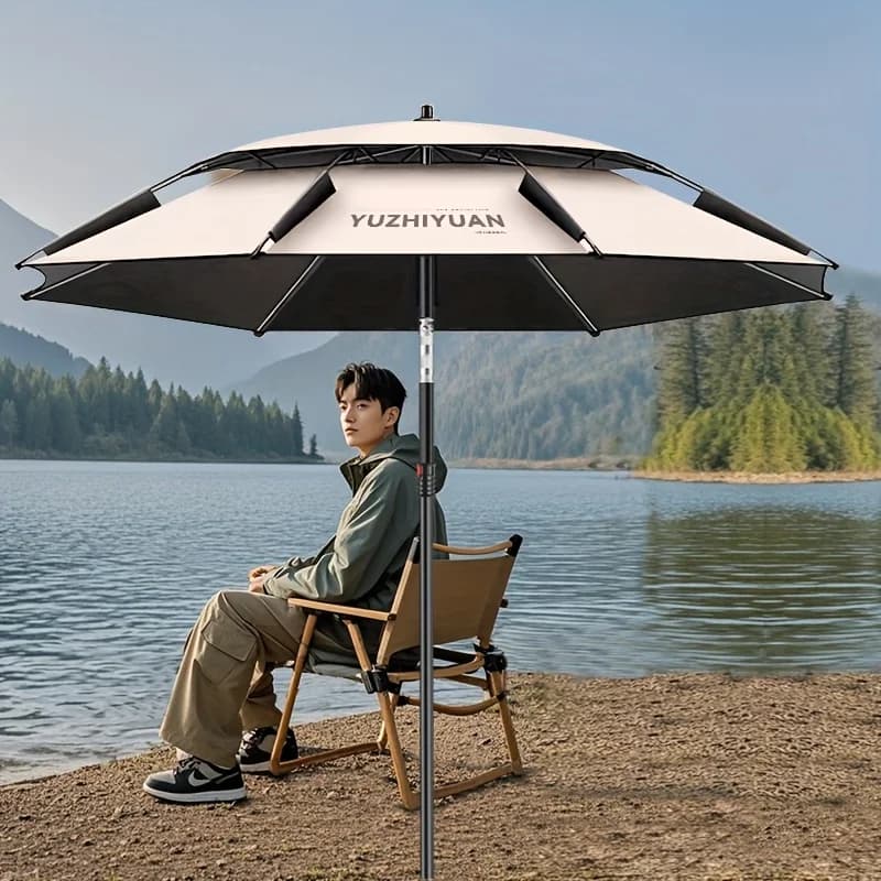 Parapluie ombrage pêche renforcé réglable - Perche flexible et tissu double couche respirant