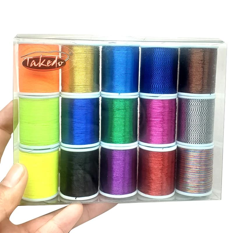 TAKEDO 15 couleurs fil guide canne 0.28-0.3mm - Fil NCP 100 yards pour réparation et décoration de cannes à pêche