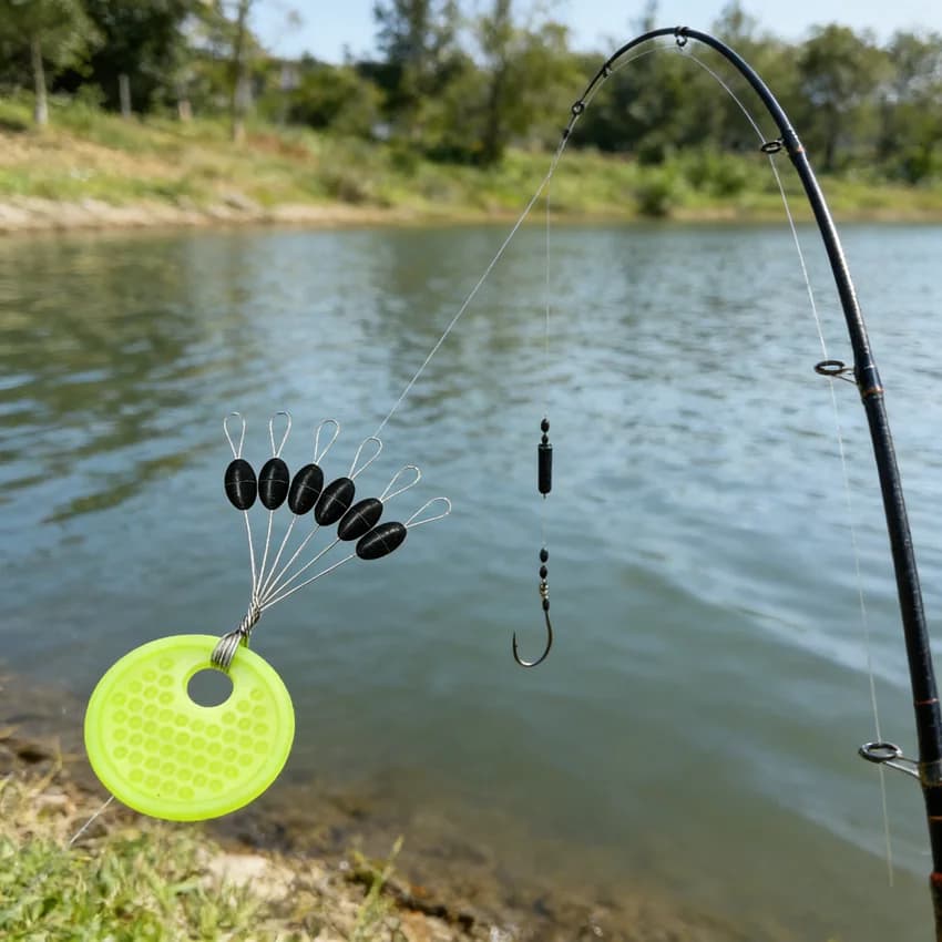 60 flotteurs ovales noirs en caoutchouc pour pêche carpe et fly fishing - lot économique