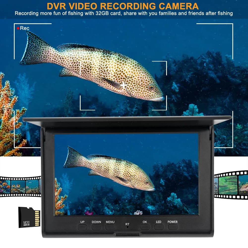 Caméra sous-marine 7 pouces pour pêche - Endoscope avec vision nocturne IR et enregistrement vidéo
