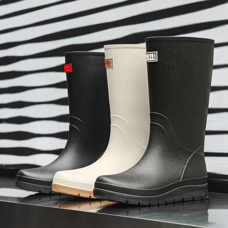 Bottes de pêche homme PVC haute tube anti-dérapantes pour lavage auto et loisirs extérieurs