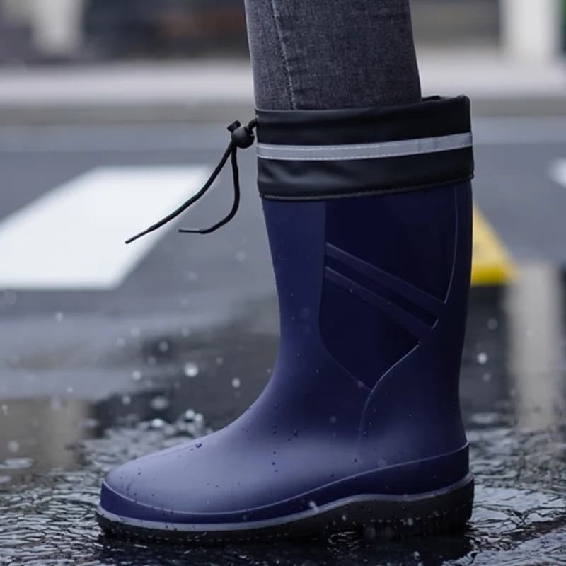Bottes de pêche homme mi-mollet mode - Bottes extérieur caoutchouc antidérapantes imperméables
