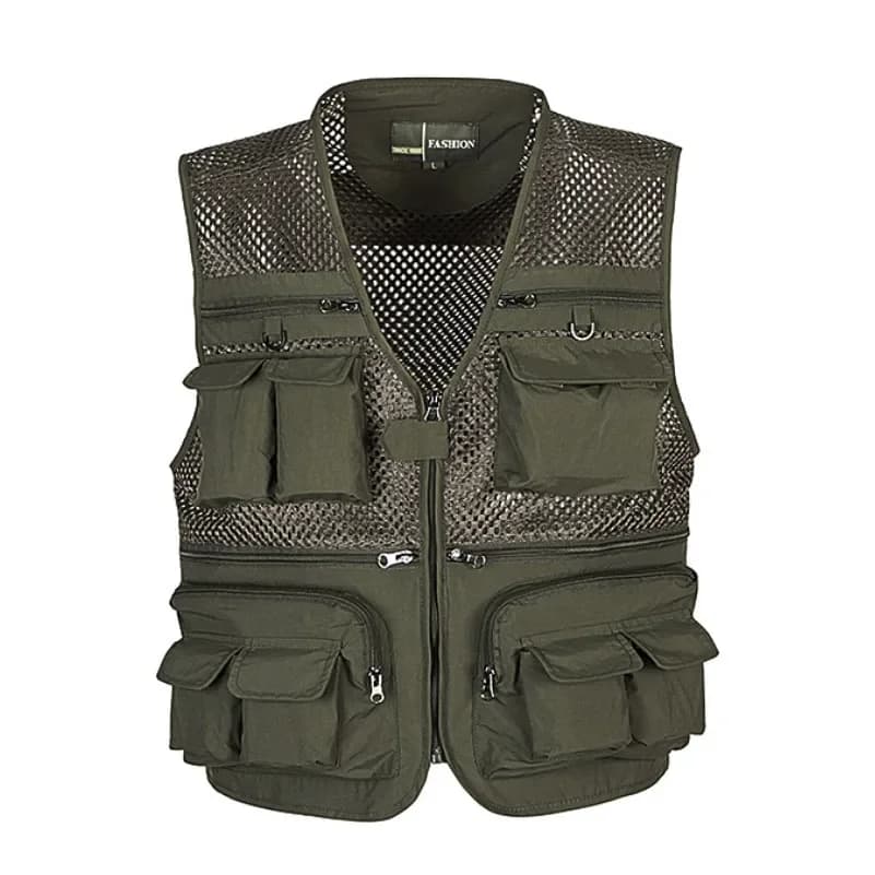 Veste sans manches pêche homme grande taille multi-poches respirant séchage rapide été