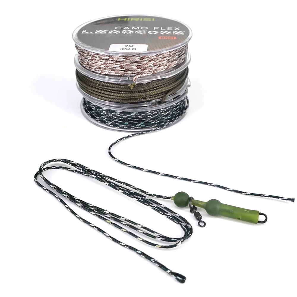 Ligne plombée carpe 35LB 7 mètres pour montage de cheveu - tresse 3 couleurs - pêche
