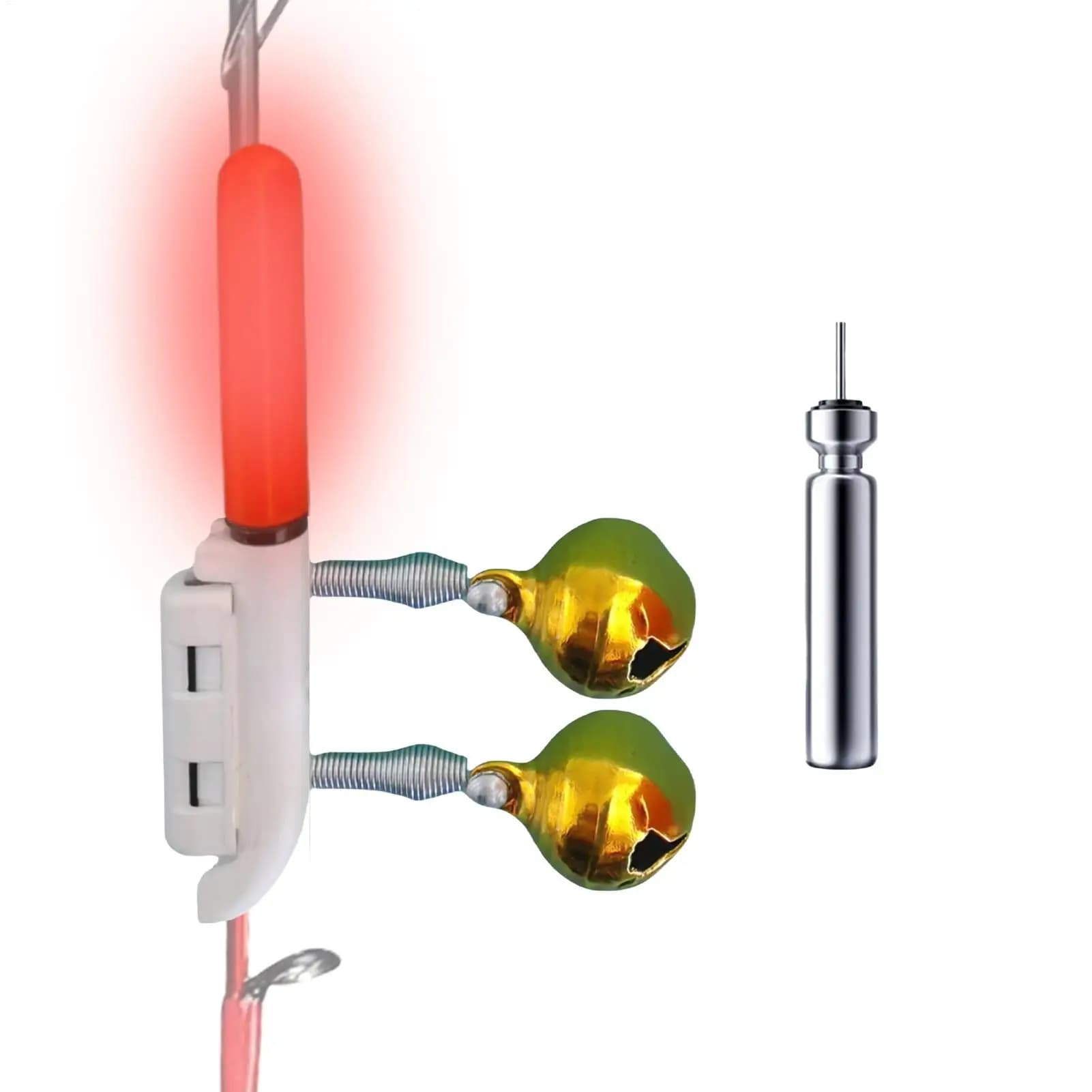 Lampe rechargeable étanche pour embout de canne à pêche avec alerte lumineuse et fixation par pince