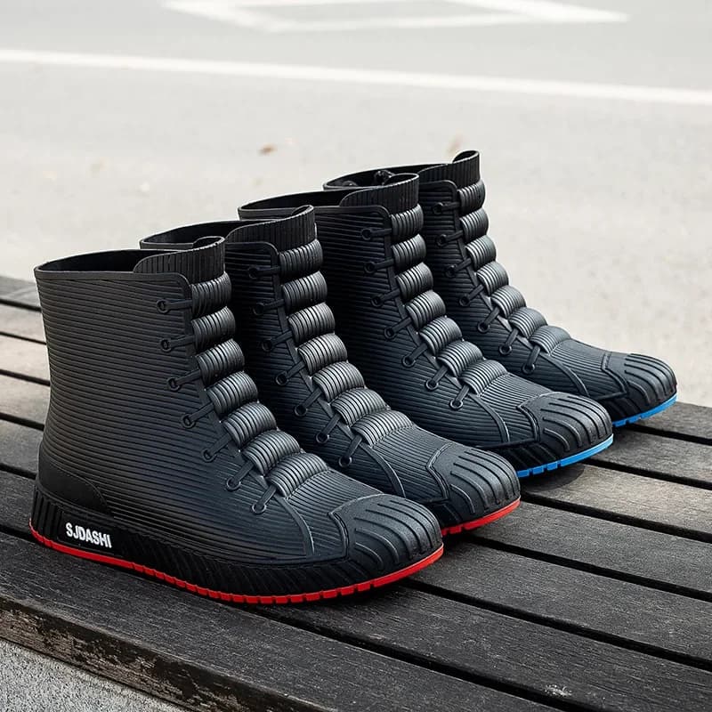Bottes de pluie courtes anti-dérapantes homme - Style tendance pour pêche, cuisine et lavage auto