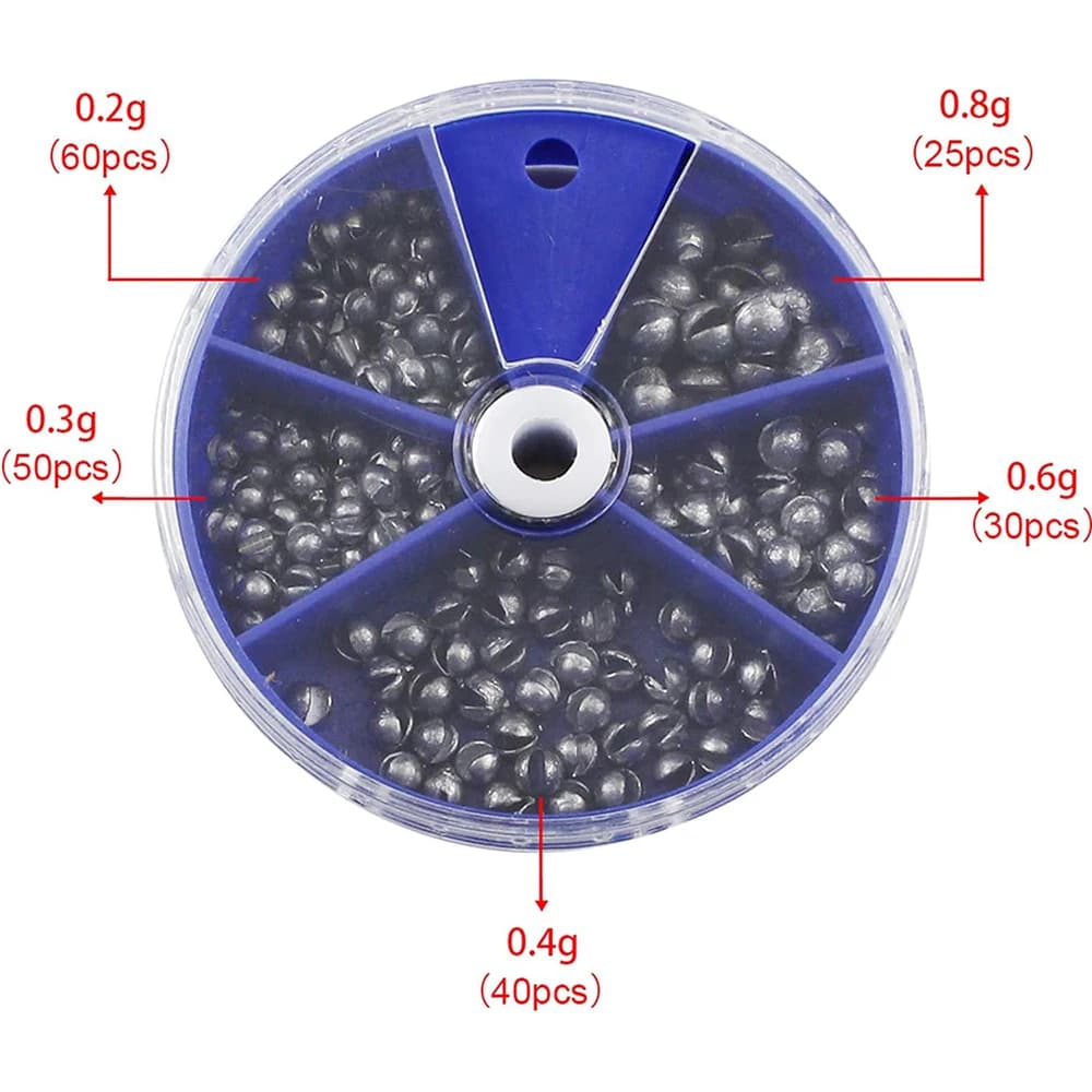 Kit de plombs de pêche 205 pièces avec plombs oeufs amovibles et 5 tailles pour ligne et accessoires