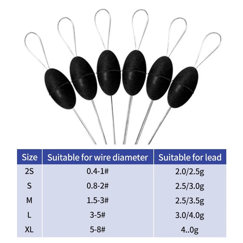 Lot de 60 pièces bouchons de pêche ovale en caoutchouc pour carpe et truite, flotteurs stop float