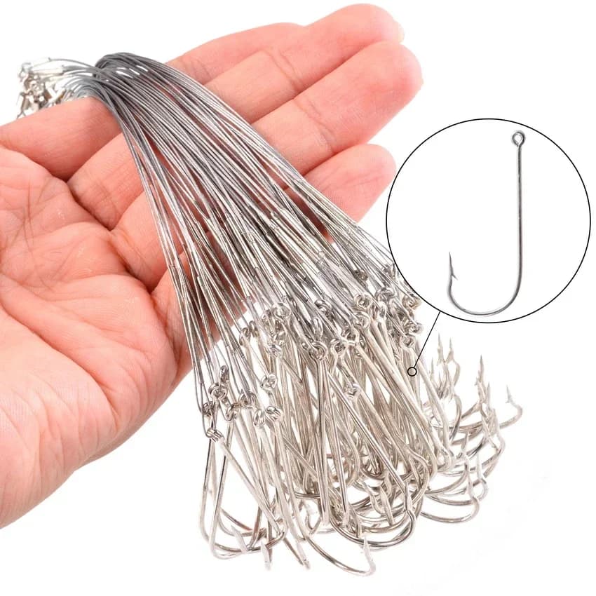 Bas de ligne anti-morsure acier 15cm avec émerillon - accessoire pêche résistant aux dents de poissons