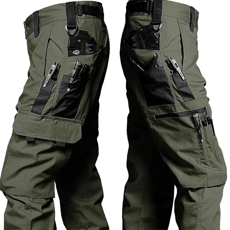 Pantalon de travail tactique homme multi-poches imperméable - Pantalon cargo pêche et randonnée