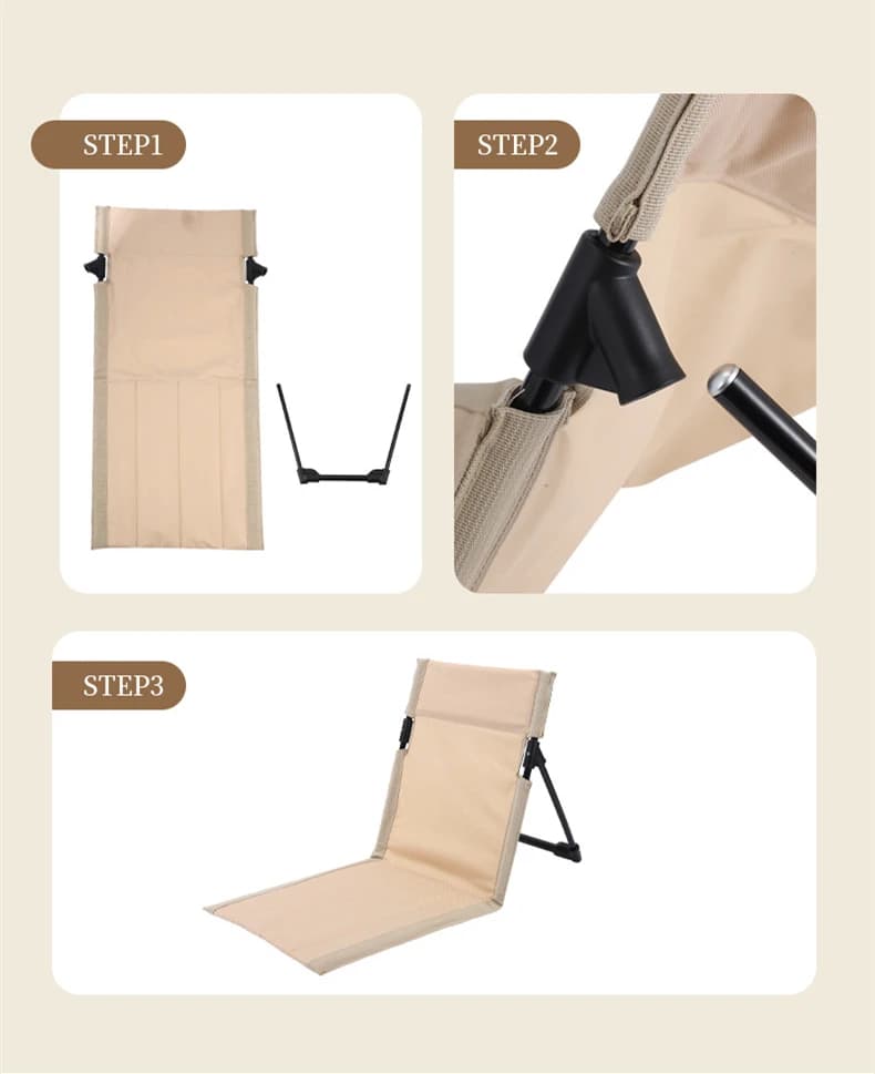 Chaise pliante de jardin et pêche avec dossier inclinable - Siège confortable avec coussin pour extérieur