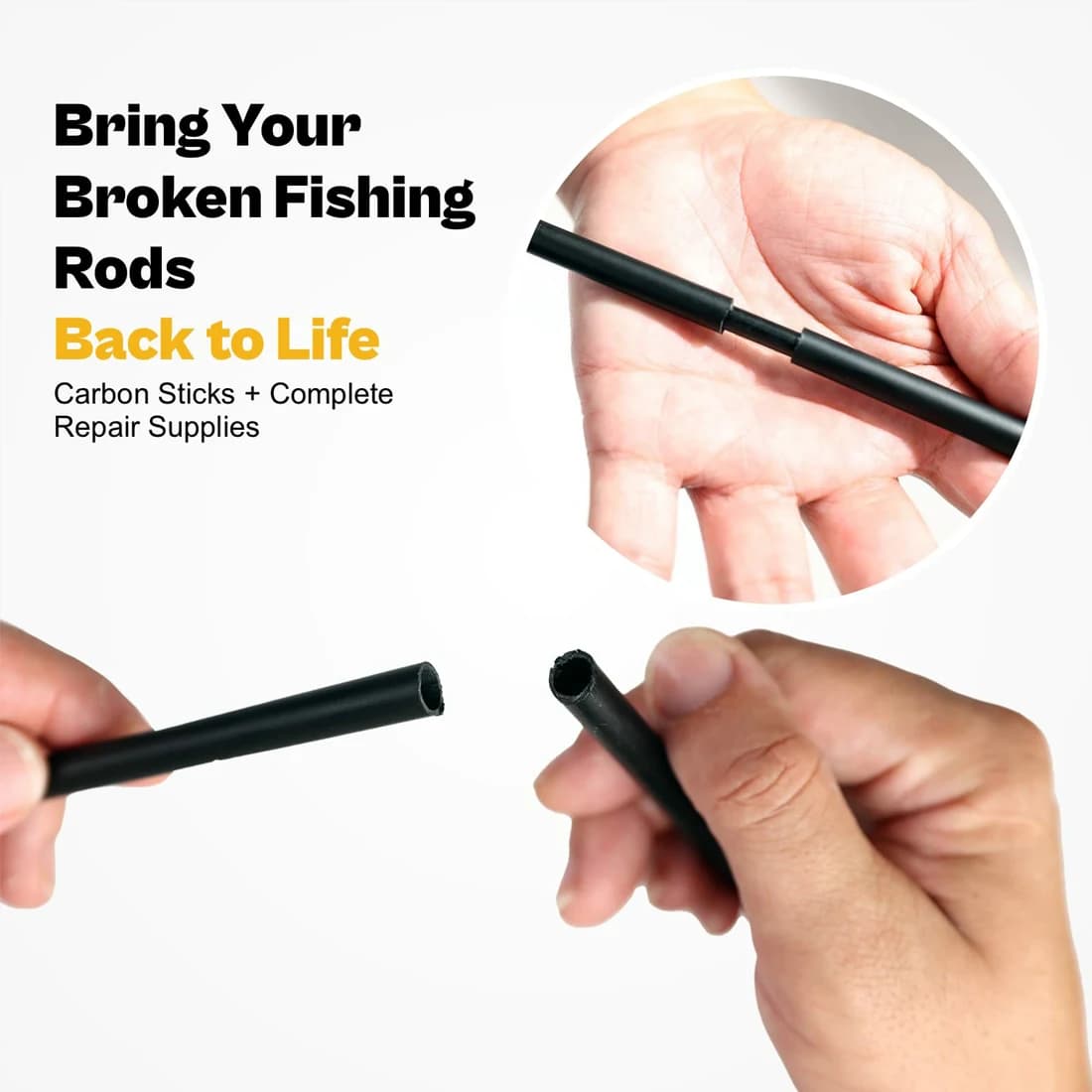 Kit réparation canne pêche 3 pièces sticks carbone fil wrapping eau douce mer spinning casting
