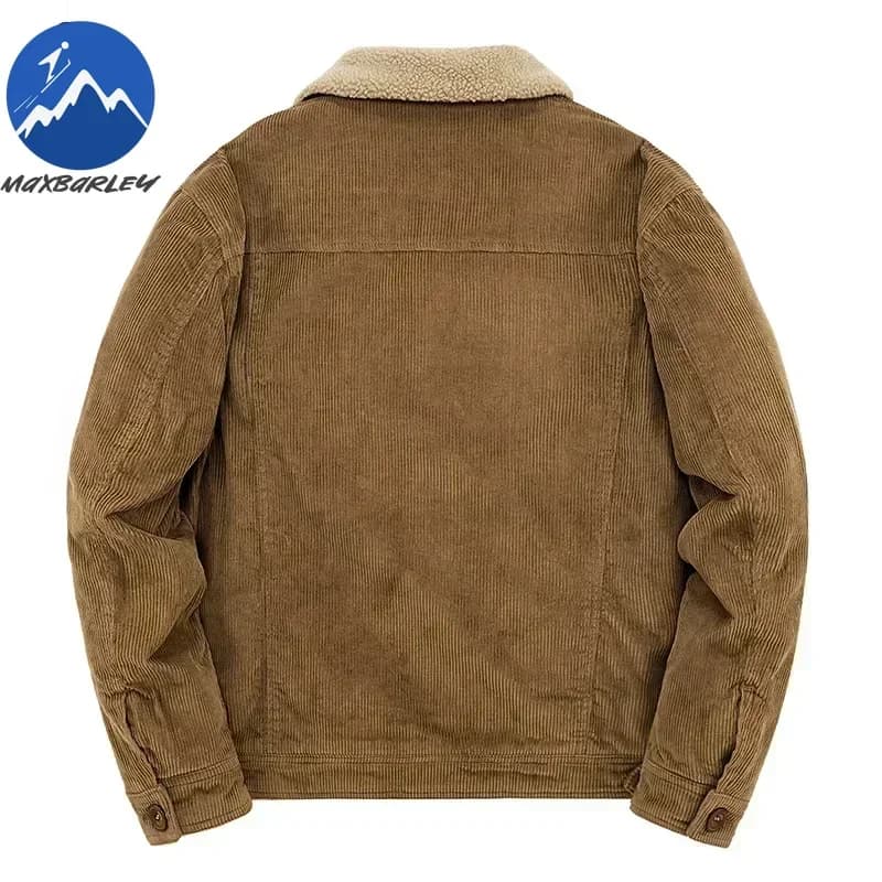 Manteau homme hiver ouaté chaud ample parka - Veste courte velours côtélé col fourrure coupe-vent polaire