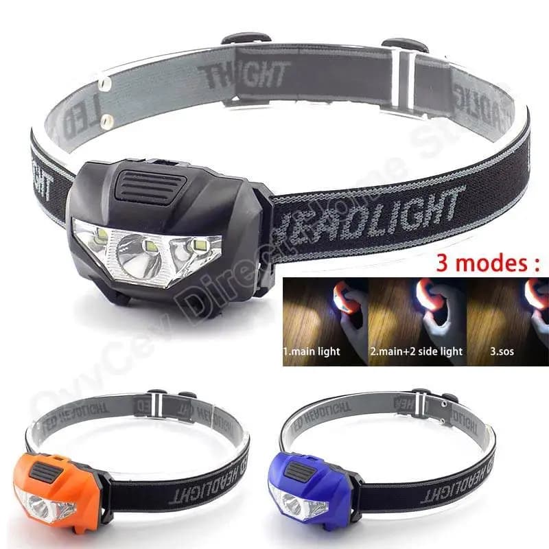 Mini lampe frontale pêche AAA LED petite puissante légère pour camping pêche nocturne et randonnée